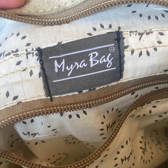 Myra Bag Western Leather Shoulder Bag  Canvas Crossbody Bag - Picture 9 of 15